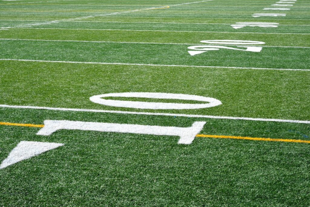 Green artificial grass field at a Phoenix school campus