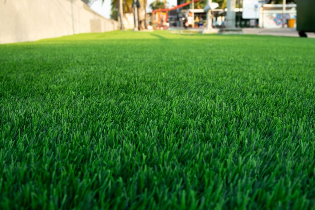 Realistic, natural-looking artificial turf lawn in an Arizona yard