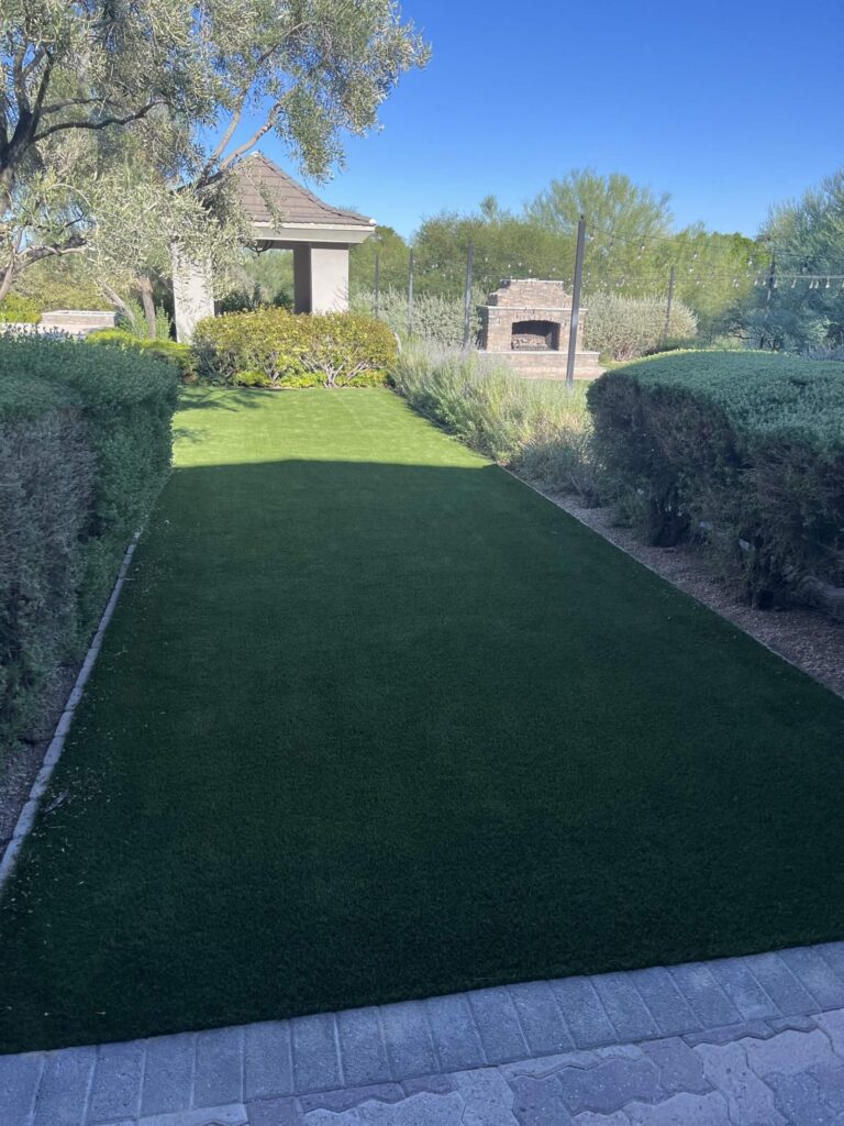 pet turf installed in high end luxury home located in Scottsdale, AZ with microbial infill by Turfscapes of Arizona.